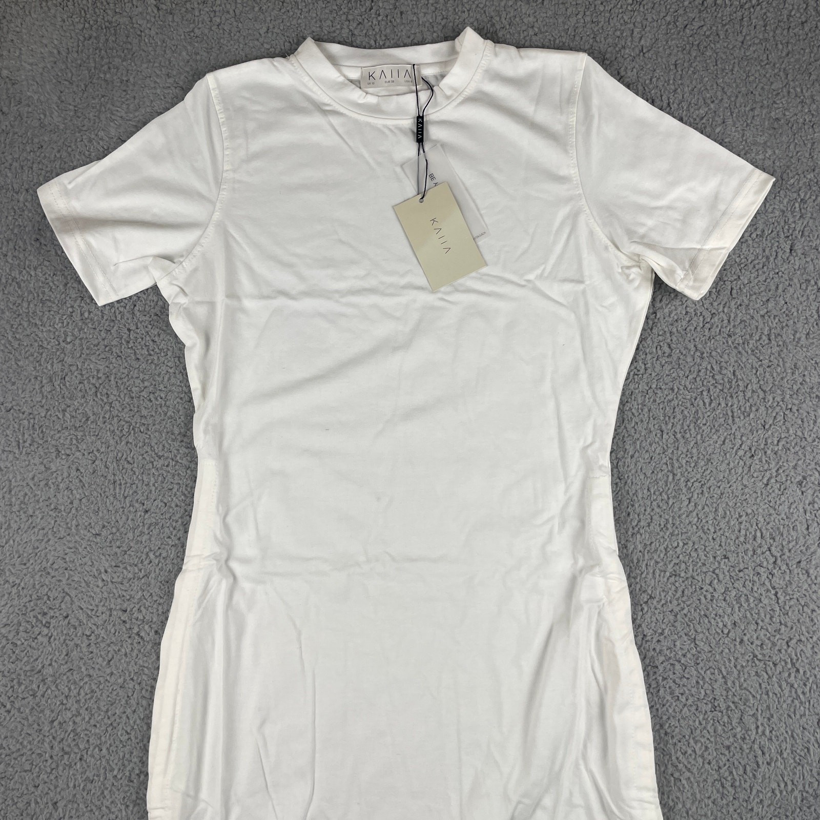 Kaiia Women’s US 6 White Polyester Cotton Elastane Bodycon Mini T-Shirt Dress