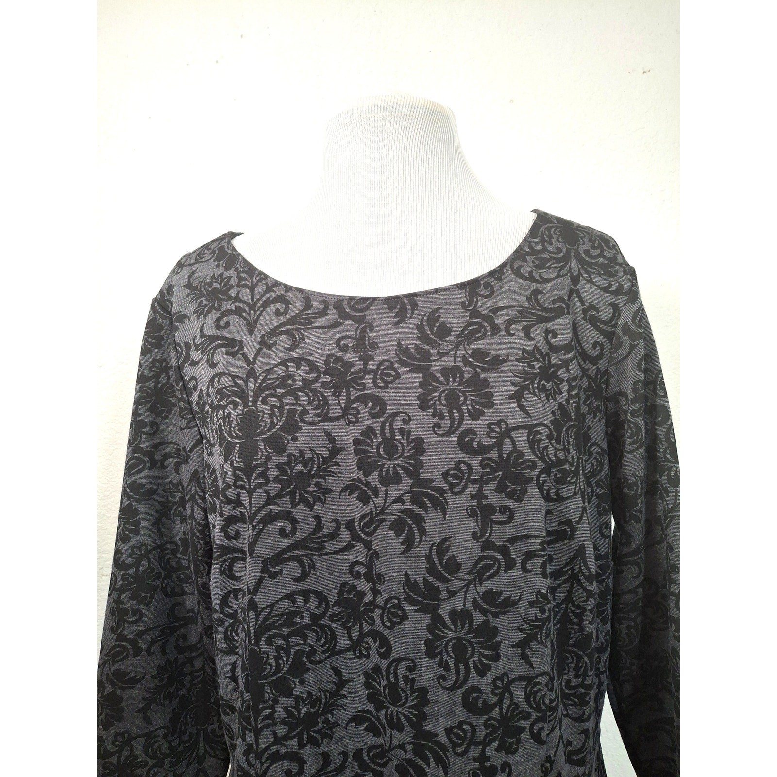 Croft & Barrow Stretch Size Large Business Career Dress Black and Gray