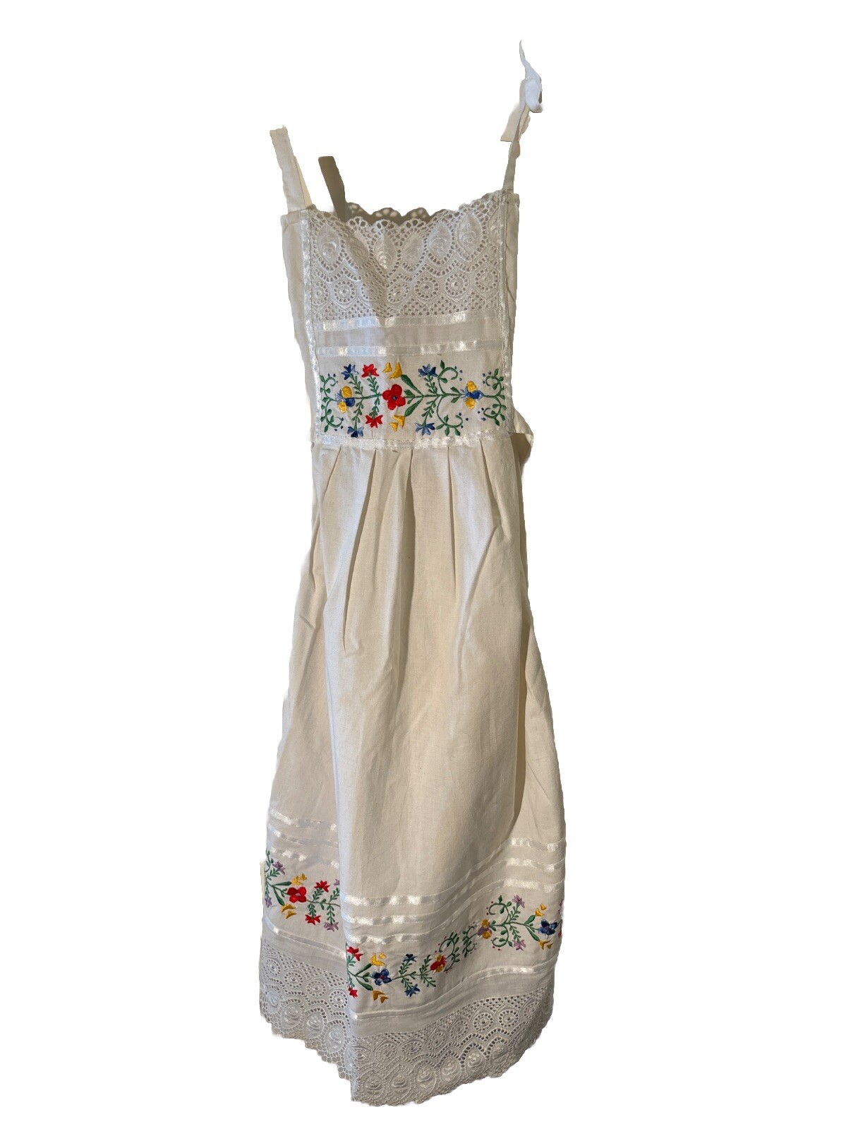 Marianne Summer Cotton Embroidered/Lace White Dress Made In Mexico