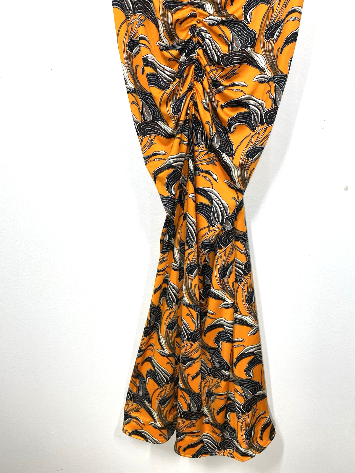 PACO RABANNE Orange Flower Printed Short Sleeve Collared Maxi Dress Size 38 NSC