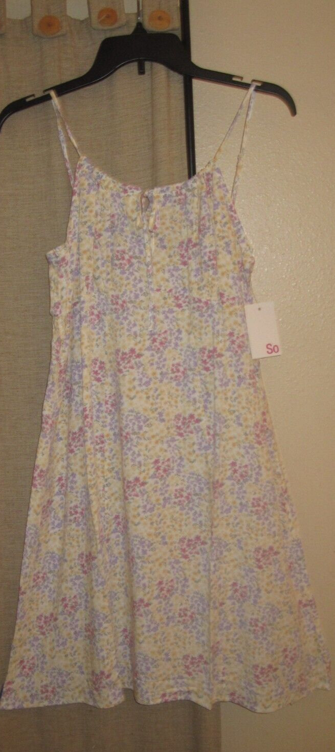 L Large Dress summer sun spring floral So juniors pink purple yellow white NEW