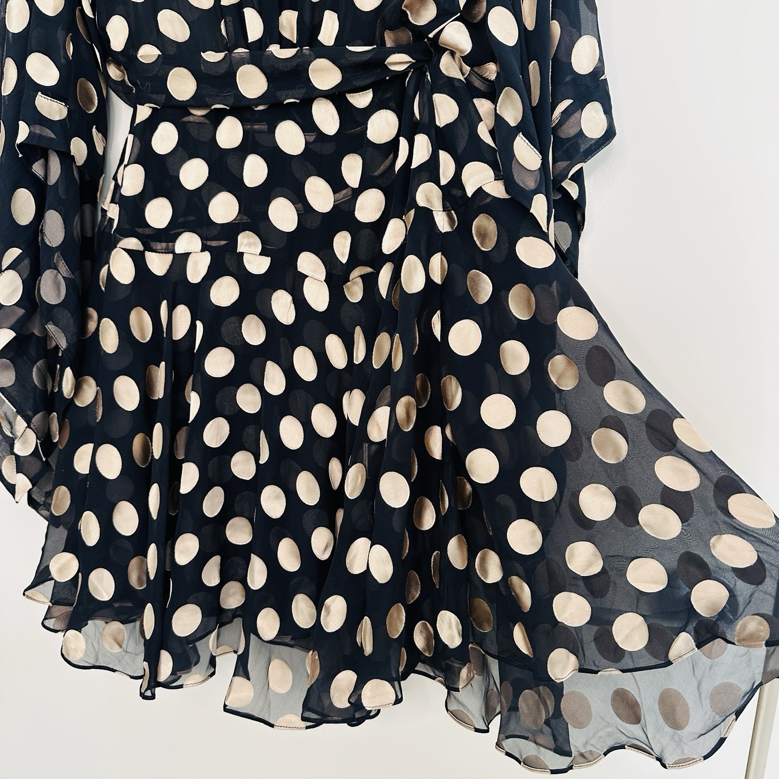 Zimmermann BNWT Folly Kimono Wrap Mini Dress Size 2 AU 12 US 8 Black Silk Gold