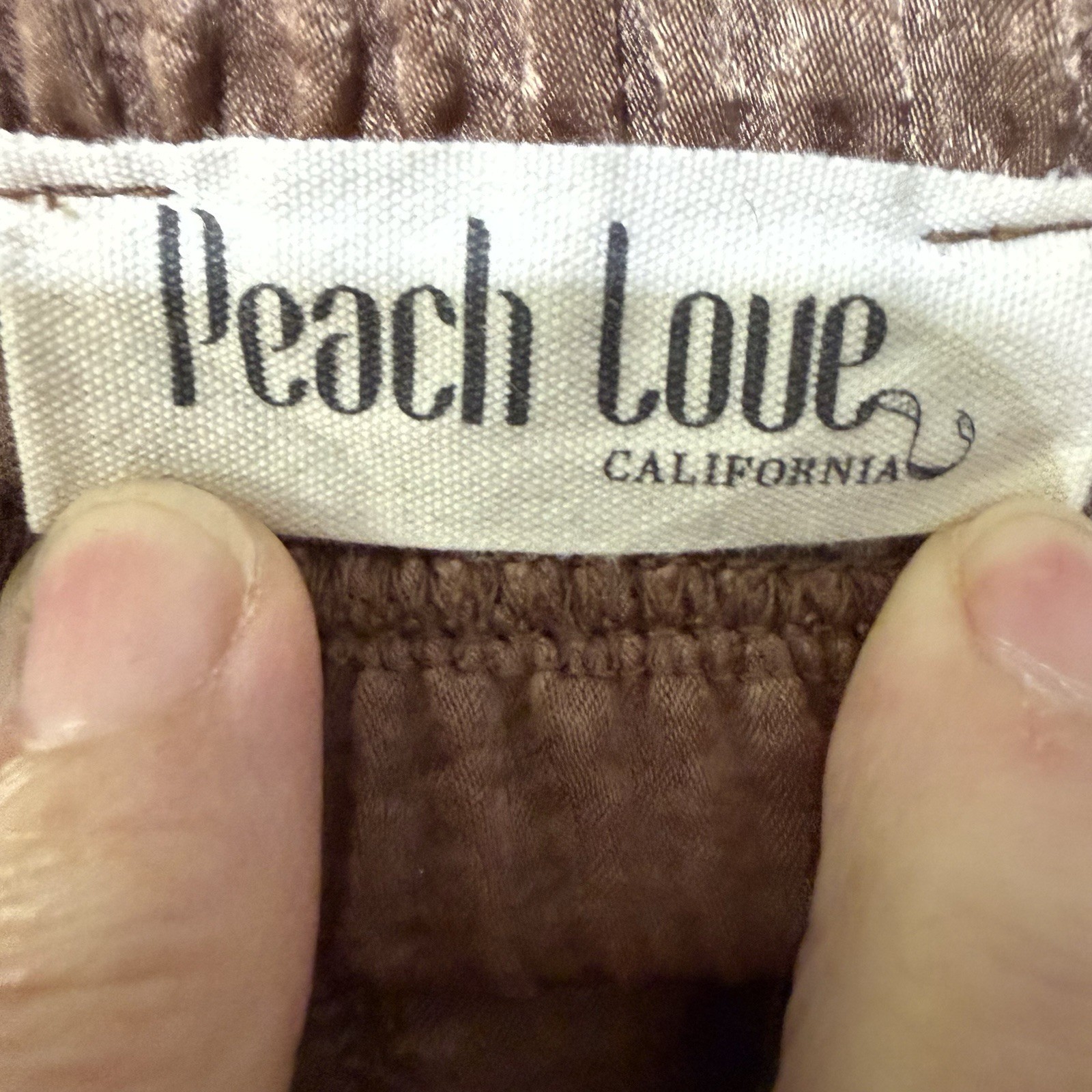Peach Love California Off Shoulder Cutout Dress Bronze Satin Balloon Sleeve M