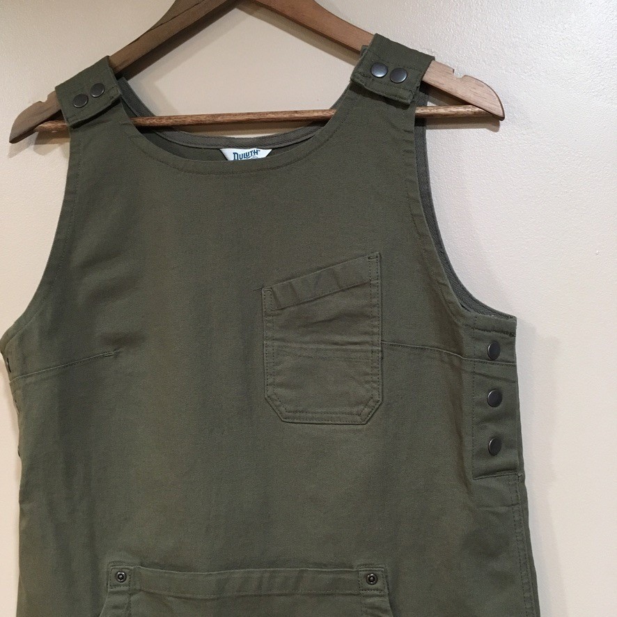 Duluth Trading Flex Fire Hose Apron Dress Womens XS Green Utility Garden Overall