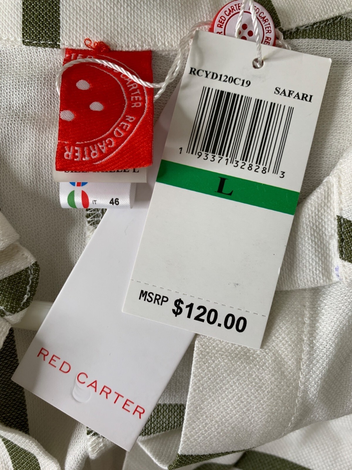 Red Carter Shay Safari Striped Button-Down Midi Shirt Dress Belt Pockets L 8742