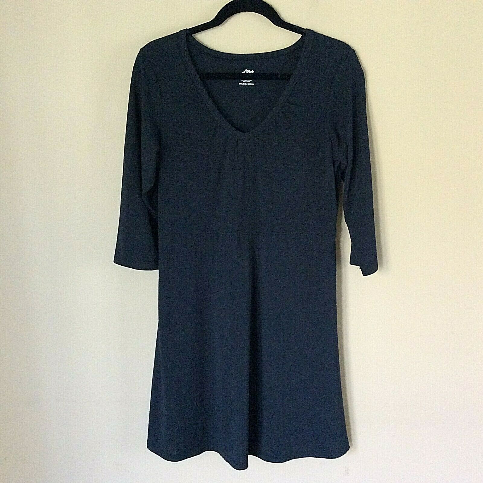 Eastern Mountain Sports Long Sleeve Black Knit Dress V-Neck Women’s Size Medium