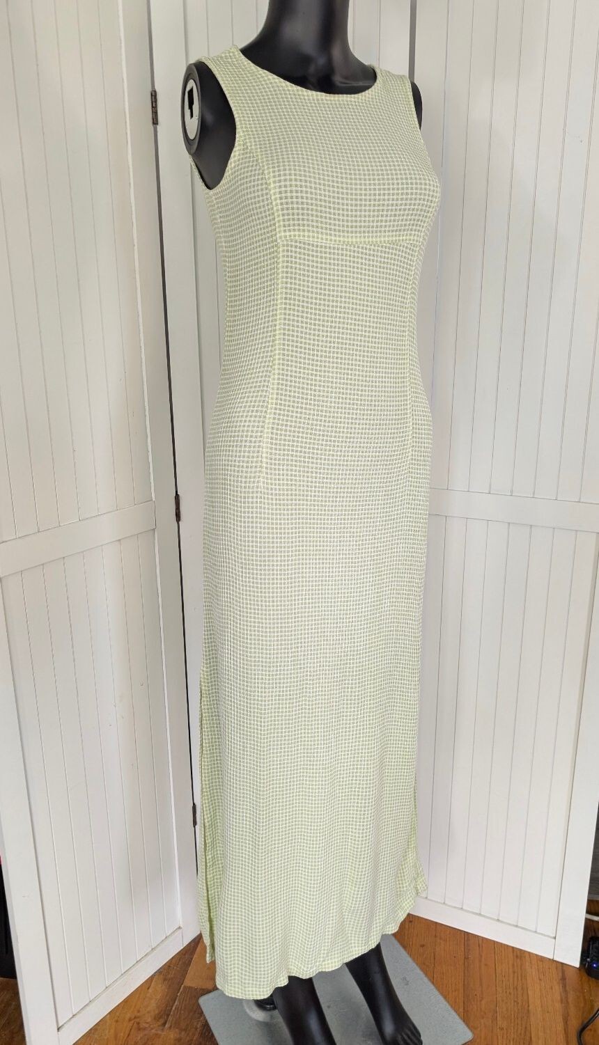 Vintage 90s S.C. & Co. Gingham Pucker Maxi Dress Made in Canada Size 10 Y2K