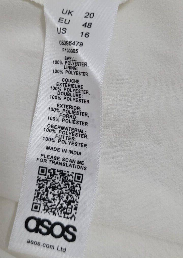 ASOS White Floral Embroidery Long A-Line V-Neck Flutter Sleeve Dress US 16/UK 20