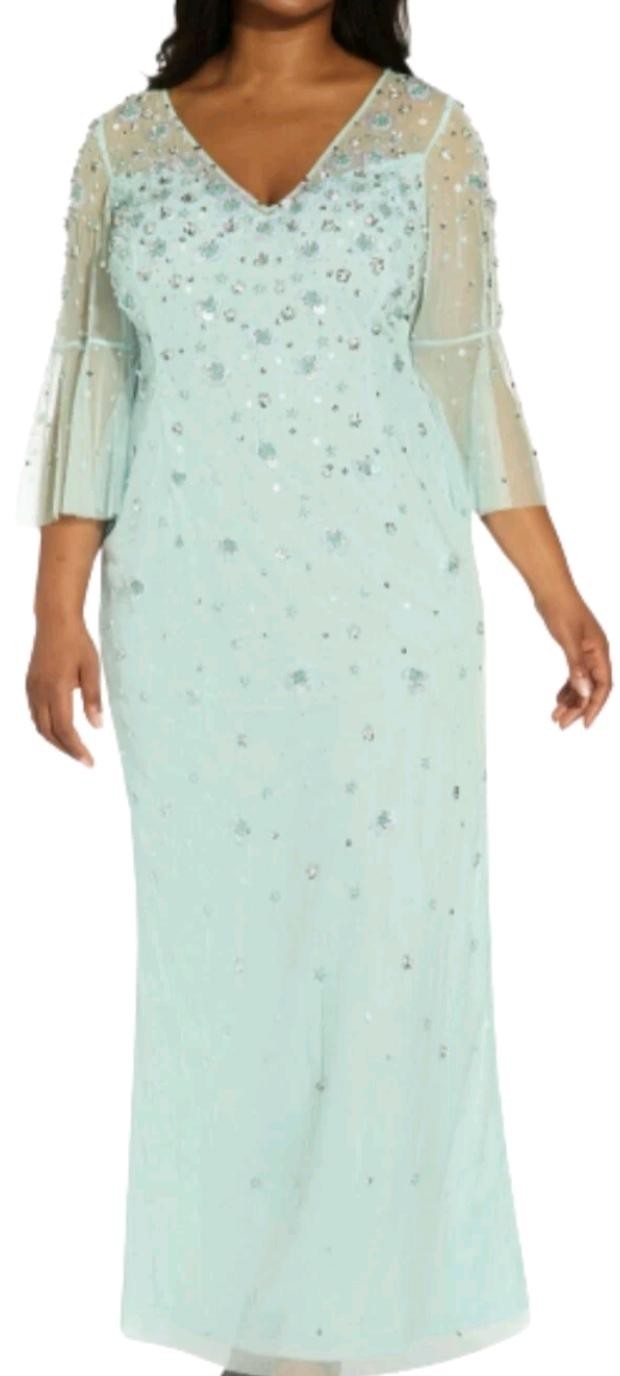 adrianna papell Formal Gowm Color Sea Glass Sequin Beaded