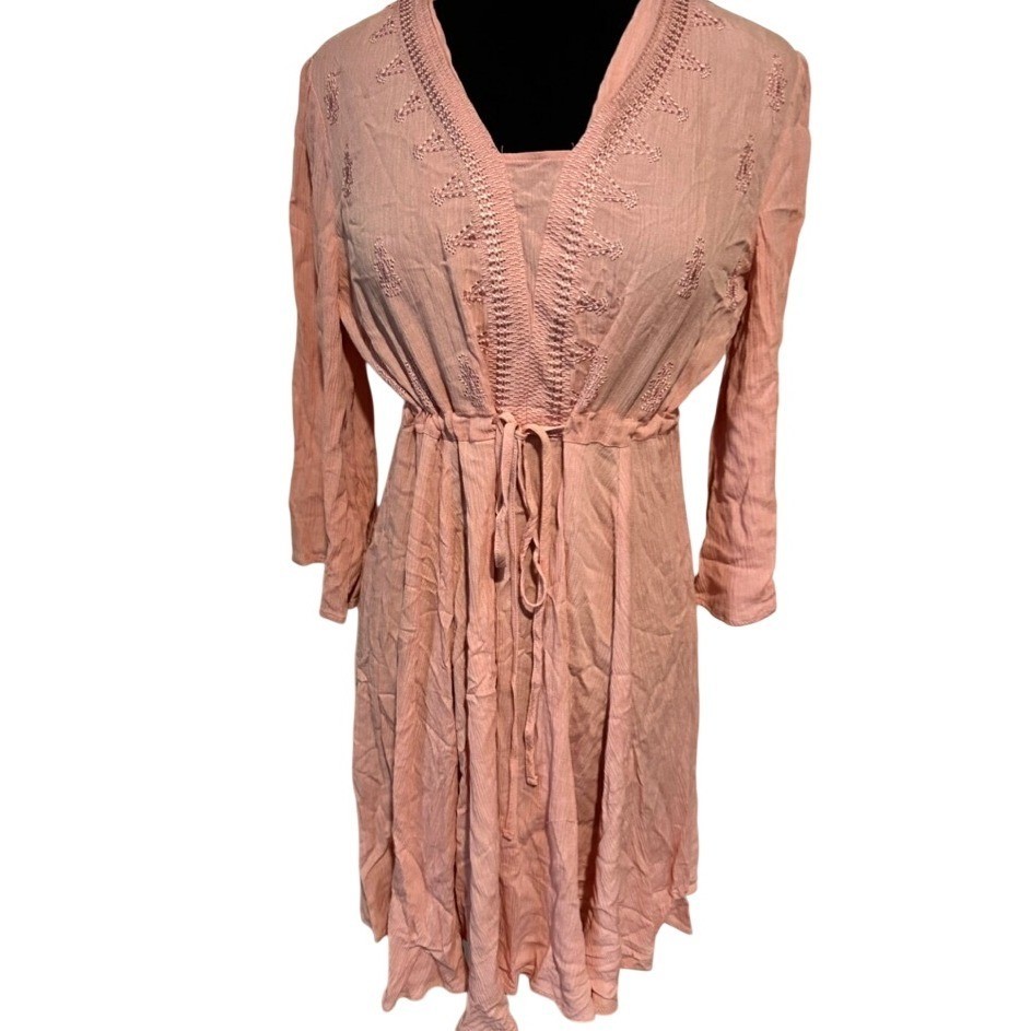 Indigo Soul Blush Pink Embroidered Dress Size Small NWT