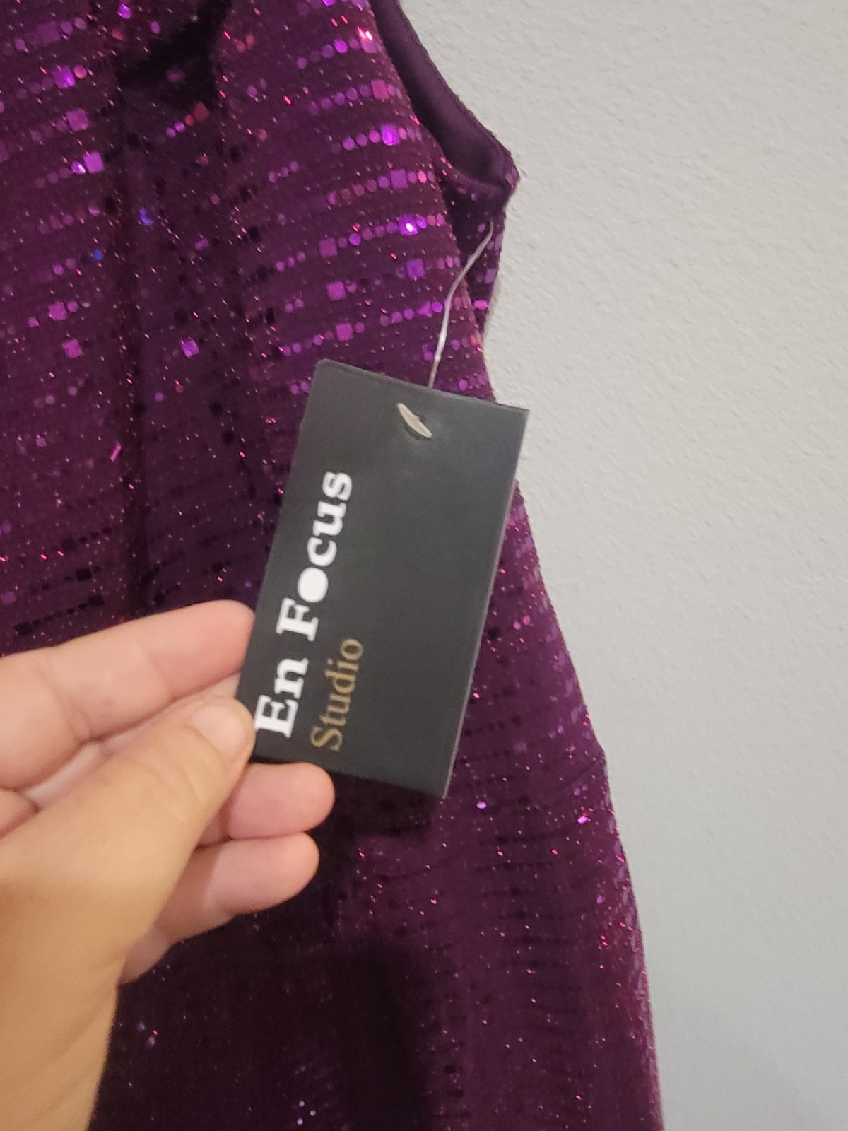 En Focus Studio Off Shoulder Purple Sequin Maxi Dress With Slit Size 20W NWT