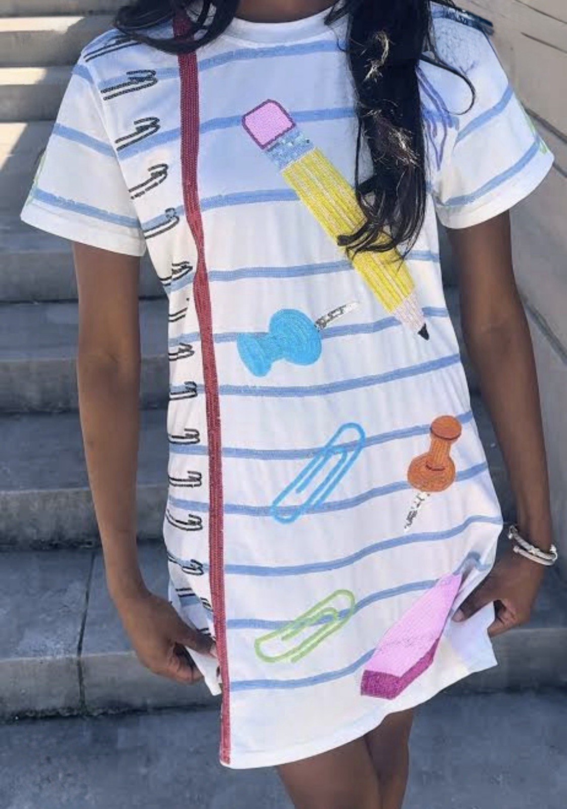 ✏️📎📌📚NWT Queen Of Sparkles XS Sequined School Supplies Dress