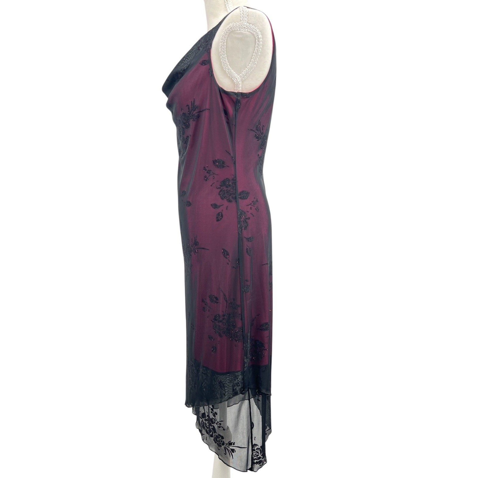 Byer Too Y2K Black Lace Pink Slip Dress Whimsigoth Dark Coquette Fairy Goth