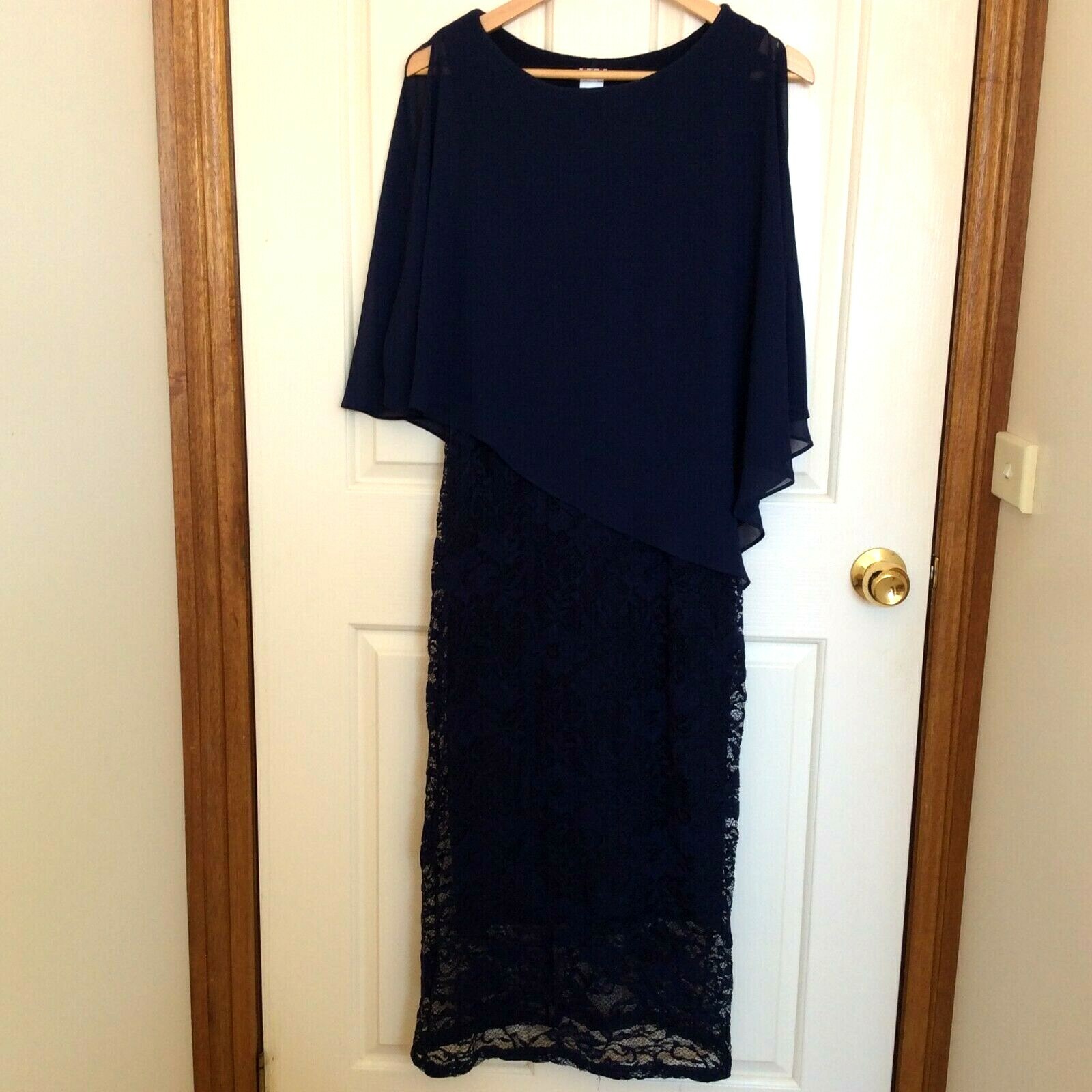 FOUR WOMEN’S CHIFFON LACE OVER/UNDERLAY BLUE DRESS MADE IN AUSTRALIA 12 14 16