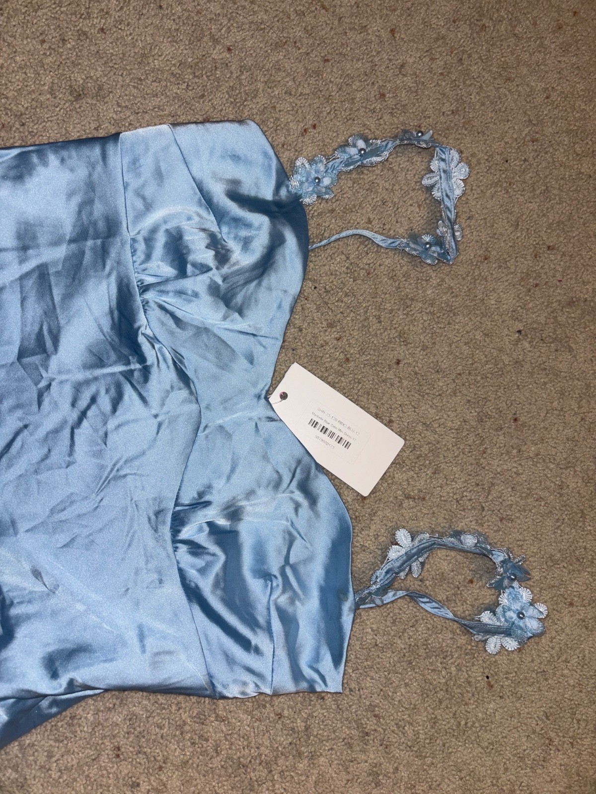 beginning botique marbelle blue satin dress size 8