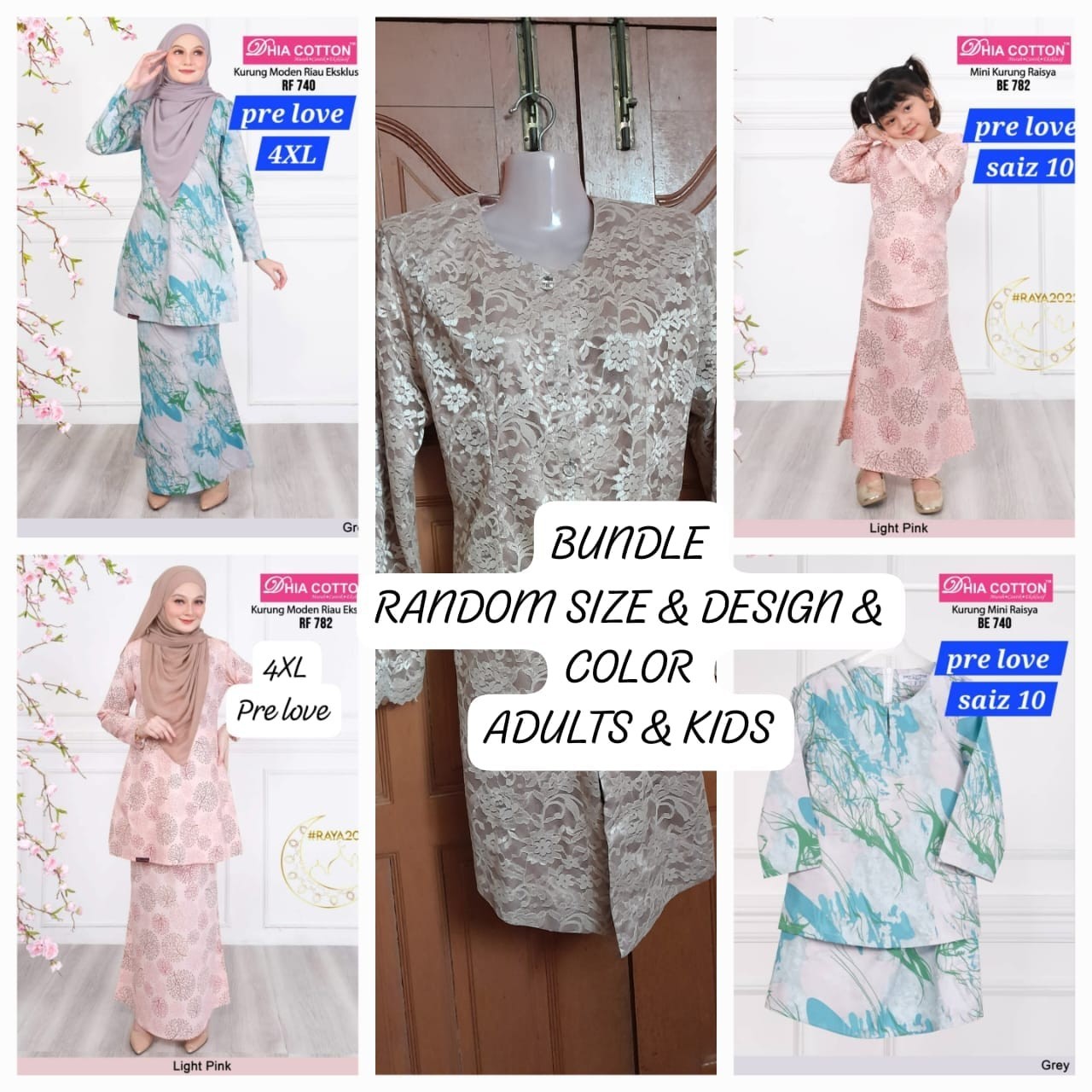 Baju Kurung Bundle Adult & Kids – Random Sizes/Designs – Read Description