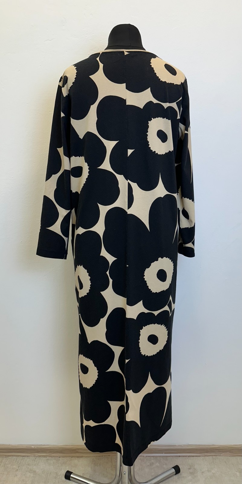 Marimekko Maksiimi Uniko A-line Cotton Jersey Big Poppies Size L Maxi Dress