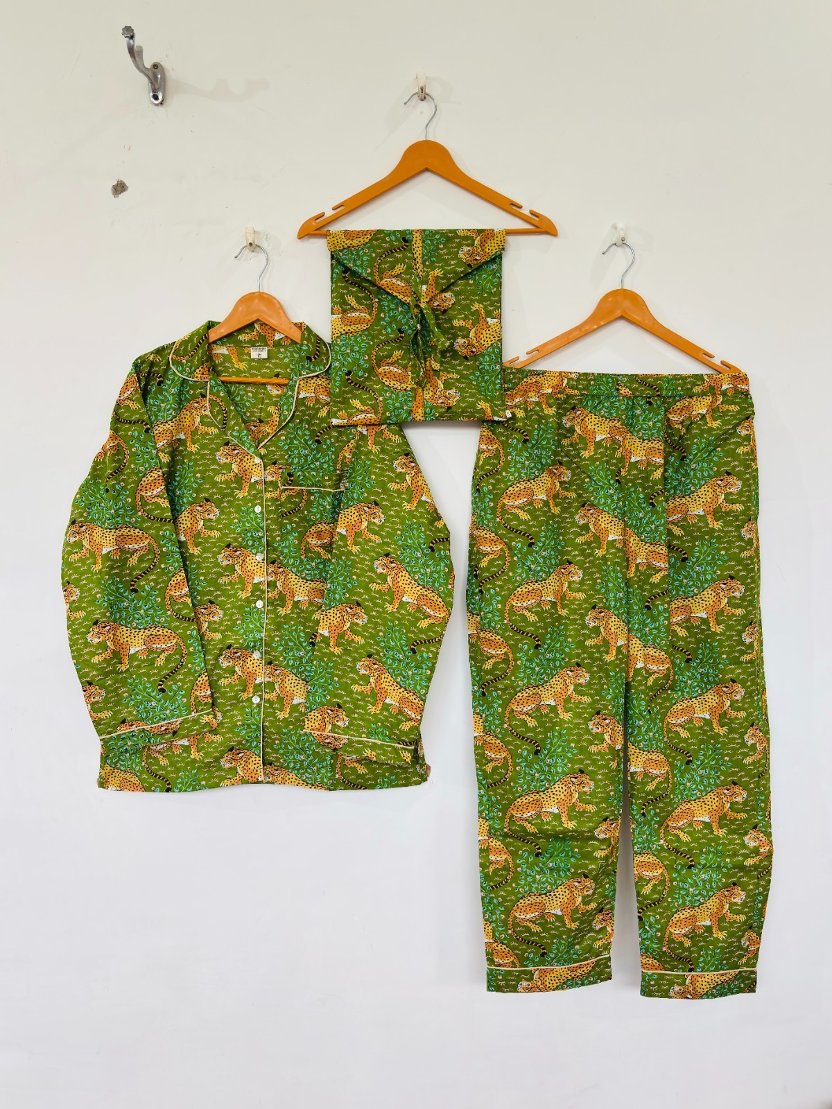 LeopardPrint Cotton Pajama Set:Summer Loungewear night wear for woman’s giftitem