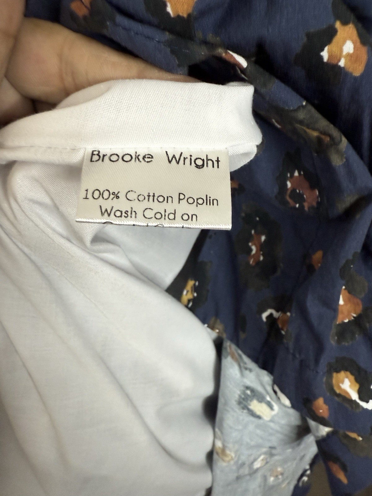 Brooke Wright Henrietta leopard blue short sleeve poplin cotton maxi dress. S