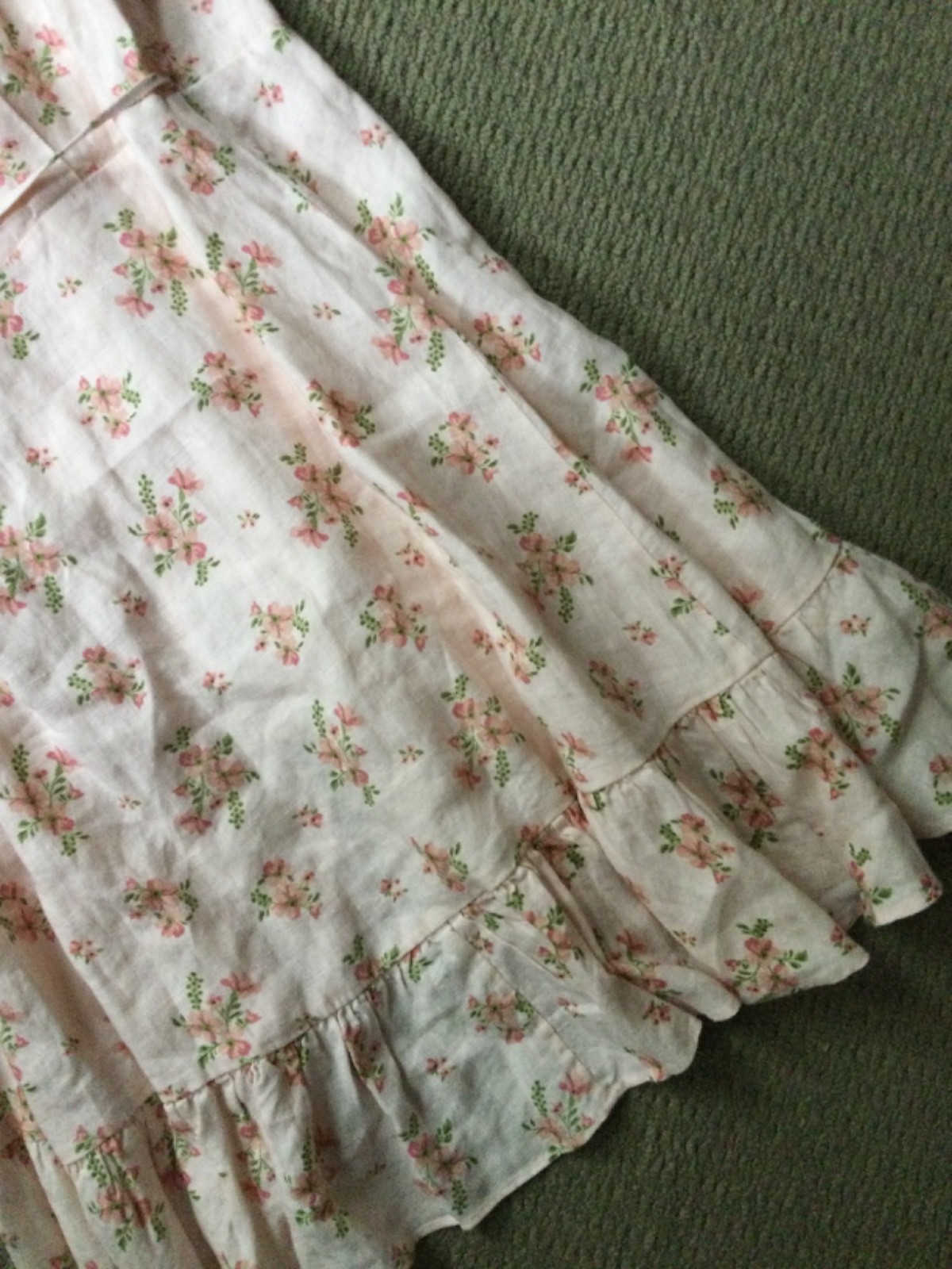 & other stories peach floral 100% linen wrap tie dress ruffles NWT Womens 2 $119