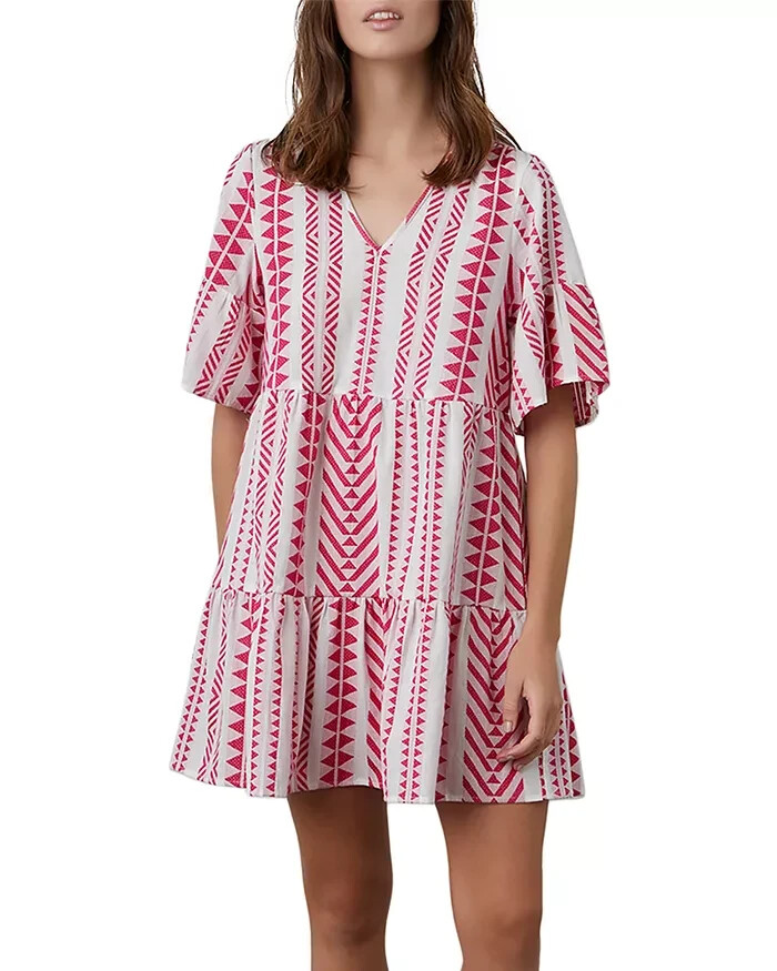 VELVET By Graham & Spencer Madelina Jacquard Dress Pink M $169 F9