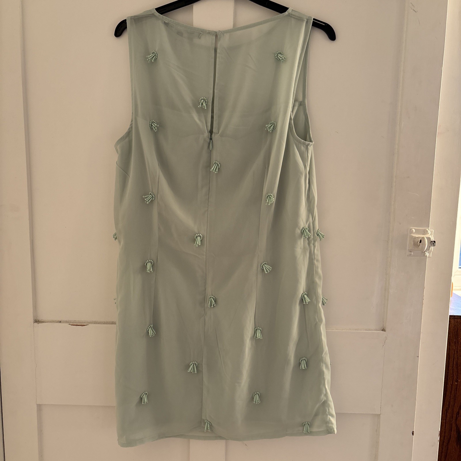 French Connection Sea Mist Green Cameron Embellished Dress Size 14 BNWT RRP £125