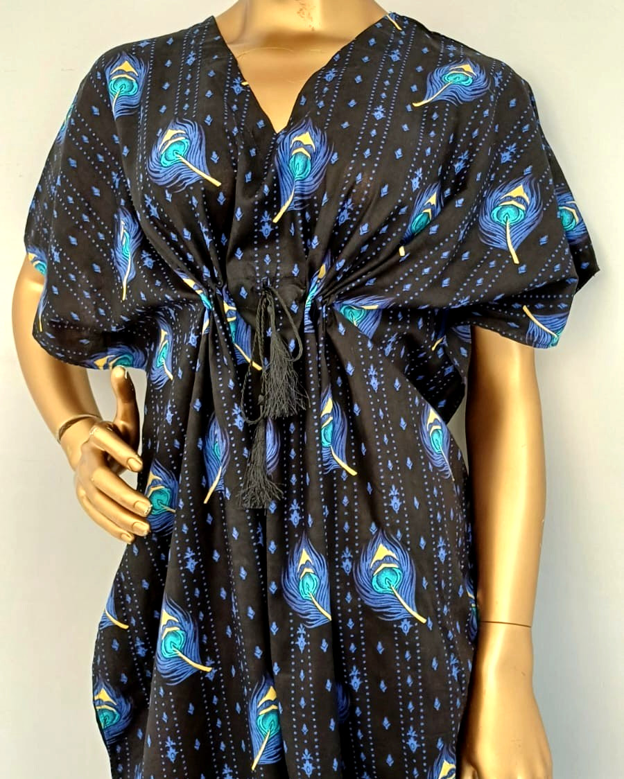 Indian Hand made Cotton Kaftan Dress Floral Print for Women All Season Caftan