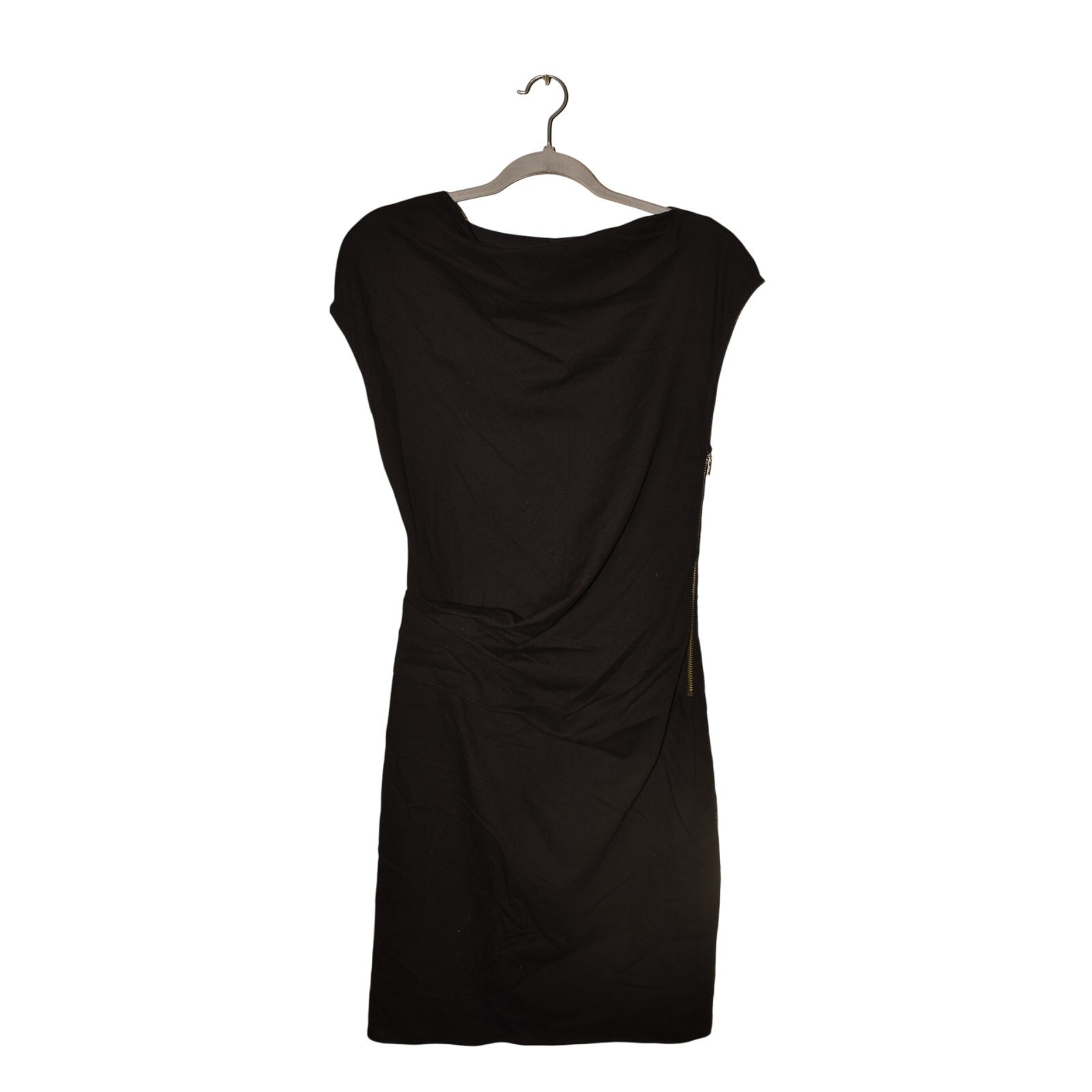 HELMUT LANG $375 Black Cowl Neck Ruched Sleeveless Sheath Dress Size 2