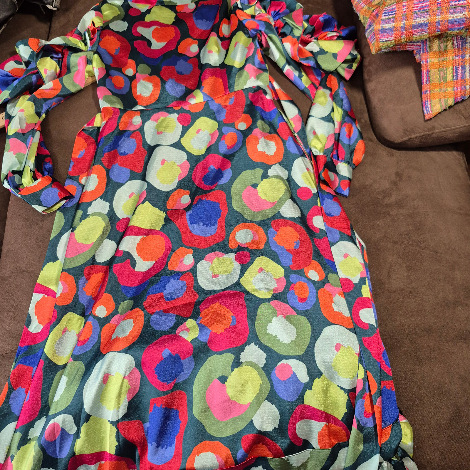 EMILY MCCARTHY MAXI DRESS MULTI COLOR FLORAL GEOMETRIC 52″ TOTAL LENGTH XS
