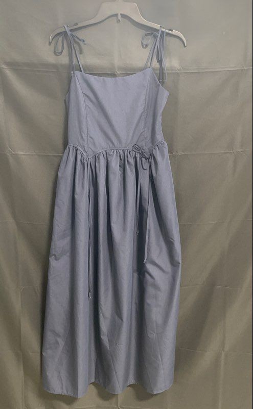 Miou Muse Women’s Navy Blue Tie Shoulder Bow Front Midi Dress Sz S NWT