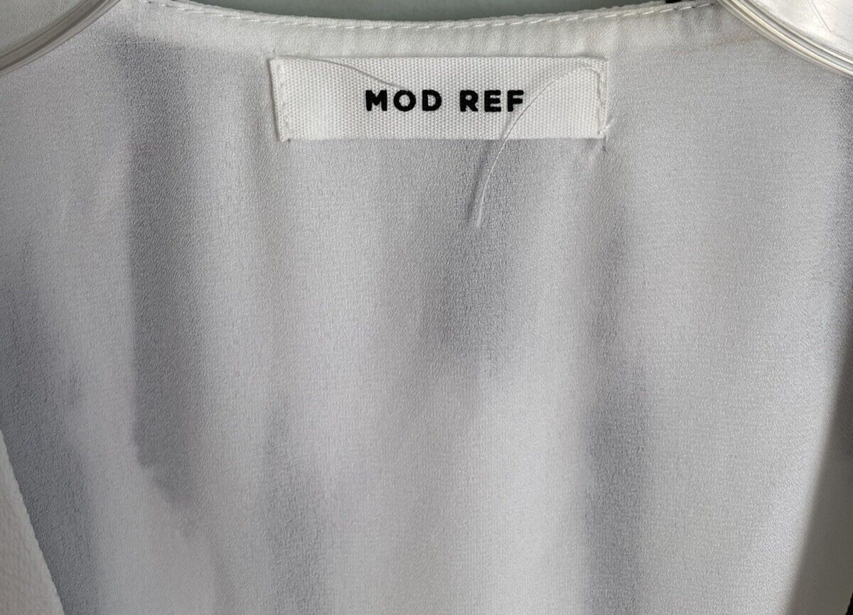 Mod Ref White Black Sleeveless Mini Wrap Dress Womens Size Large