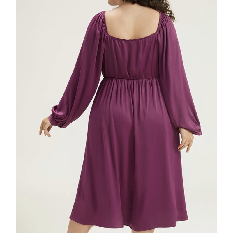 BloomChic Aubergine Purple Ruffle Neck Midi Dress Side Slit Plus 18/20 NWT
