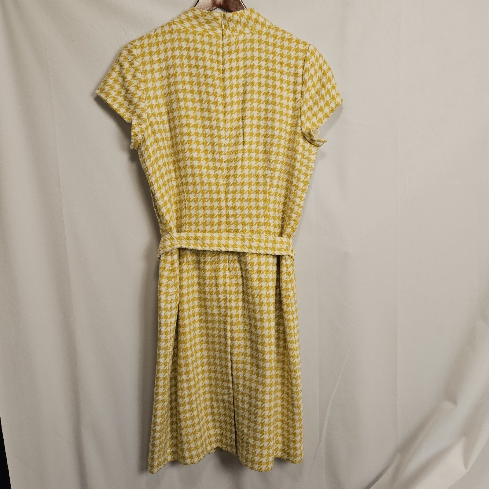 Metrostyle Womens Houndstooth Pattern Dress Size 12 Yellow Mod Vintage Look
