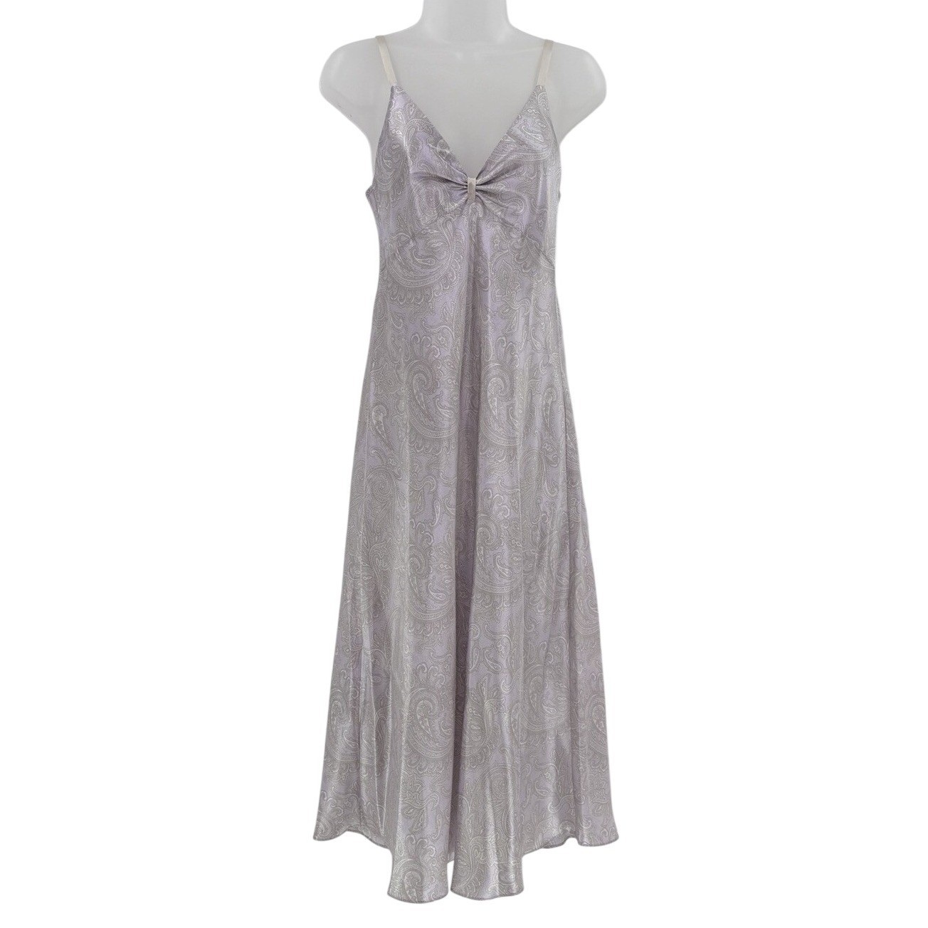 Jones New. York Lavender Purple Paisley Satin Maxi Slip Dress Sm Fairycore Y2K