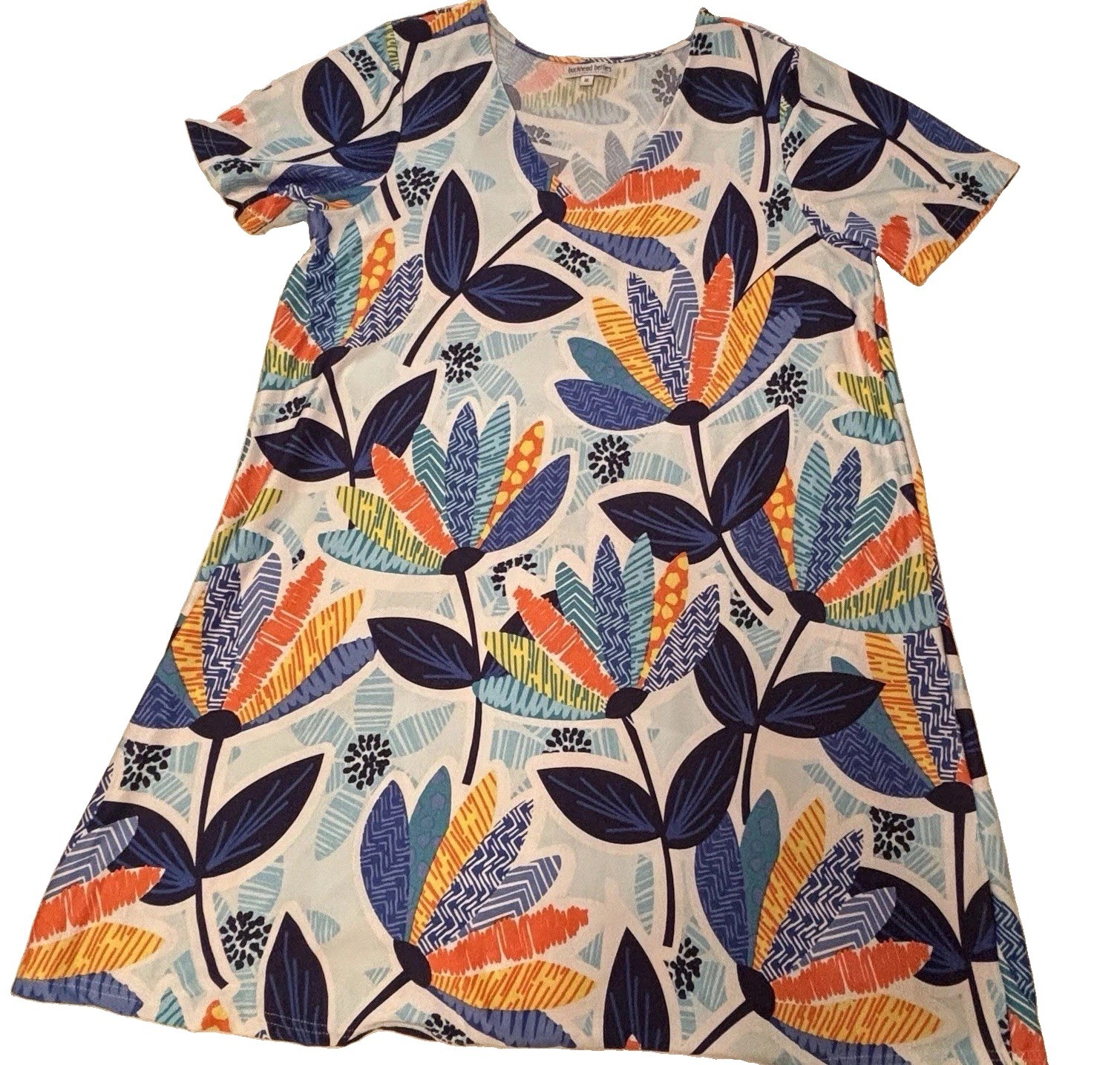 Ladies Tropical Print A-Line Dress Sz XL Lightweight Resort Travel Cruise Beach