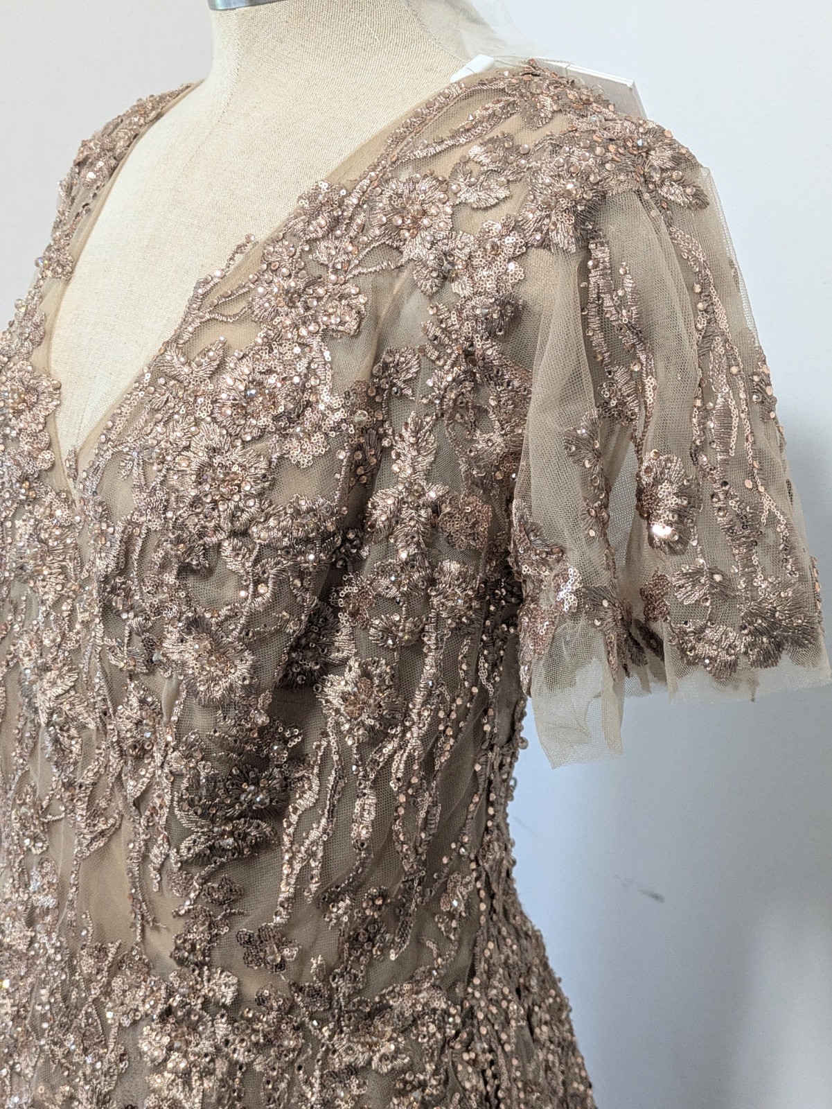 Mac Duggal Embellished Butterfly Fit & Flare Tea-Length Dress Size 12 Wedding