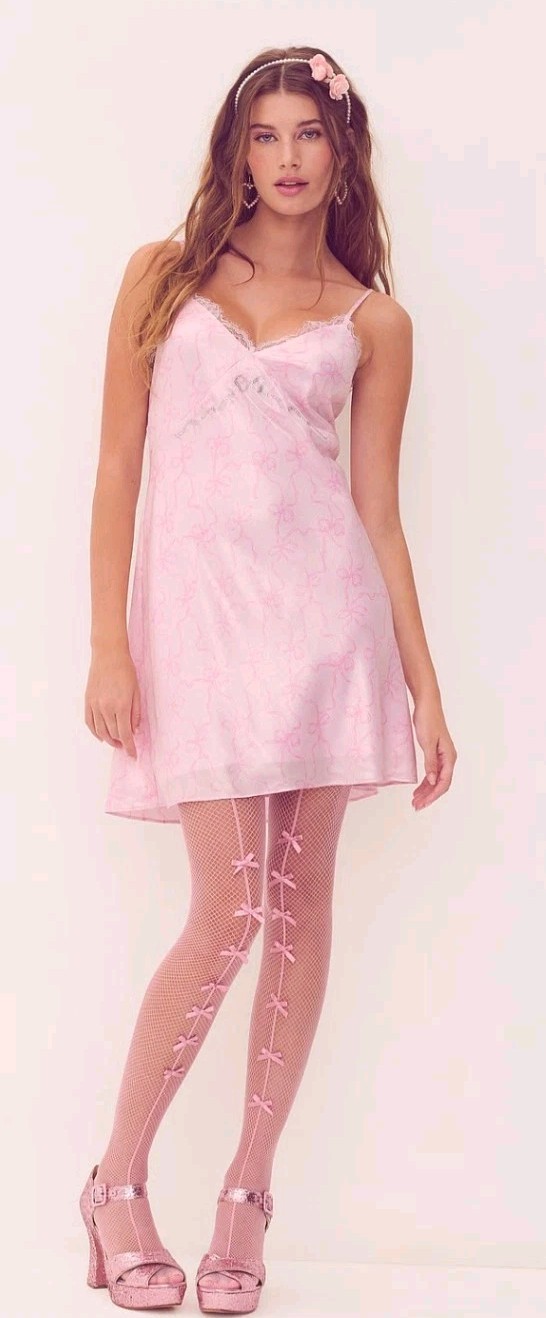 New PINK x LoveShackFancy Satin Girly Pink Mini Dress Size XS