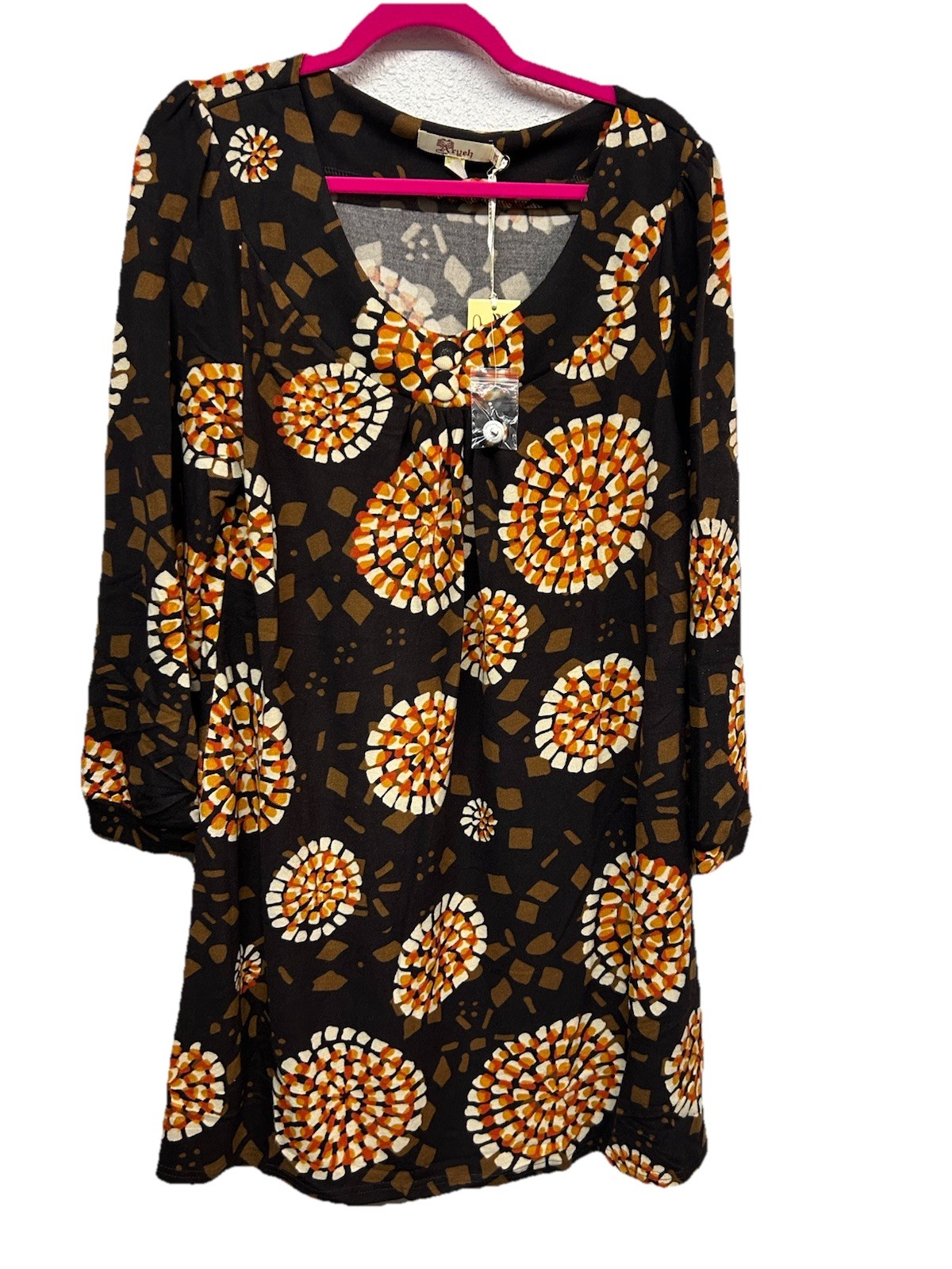 Aryeh Women’s Knit Fabric Sweater Dress In A Retro Floral Pattern Sz. 2X NWT