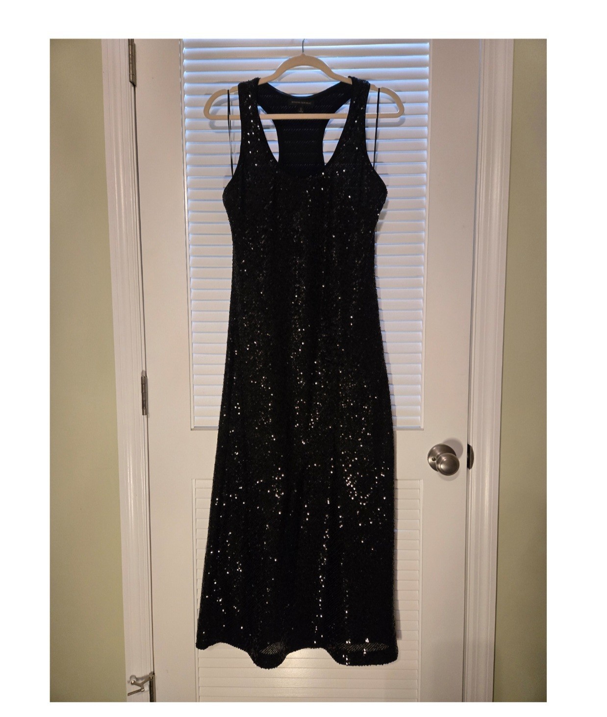 Banana Republic S Tall Black Sequence Sequin Tank Dress Fitted Silouette