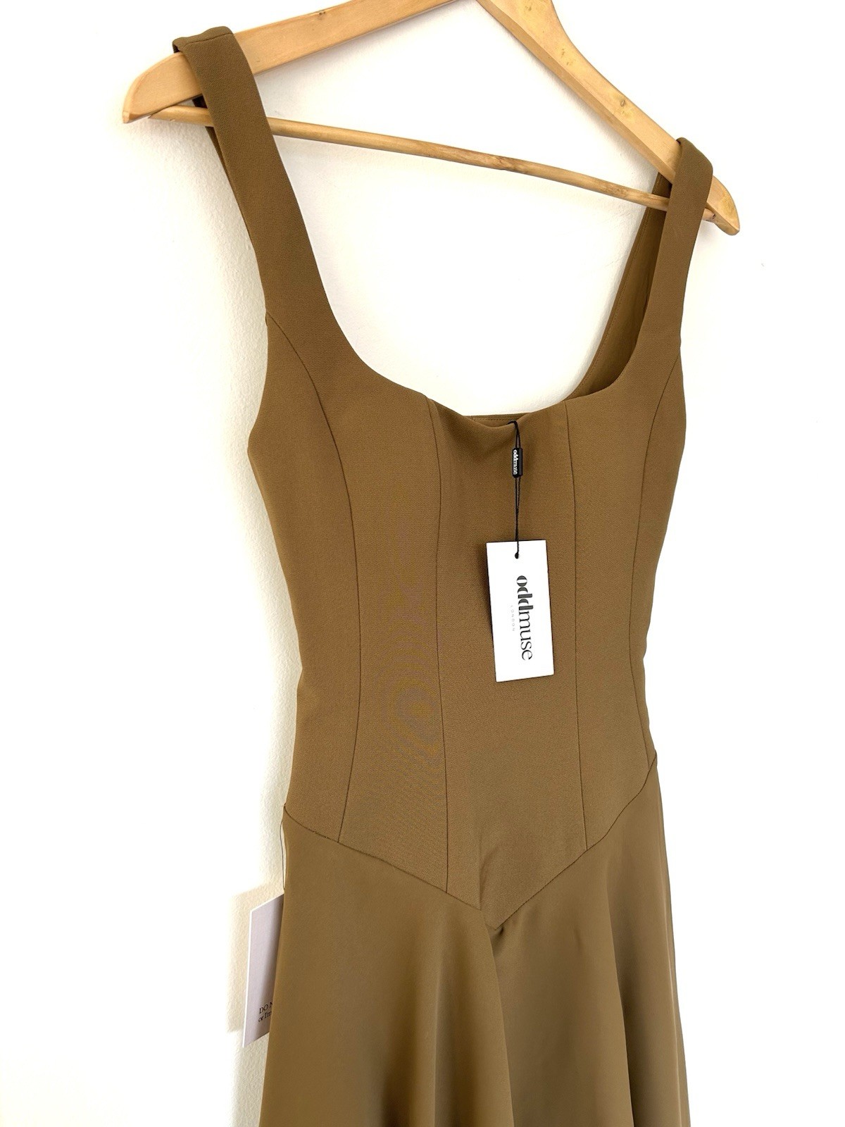 ODD MUSE – The Ultimate Muse Low Waist Square Neck Midi Dress – Olive XS BNWT!