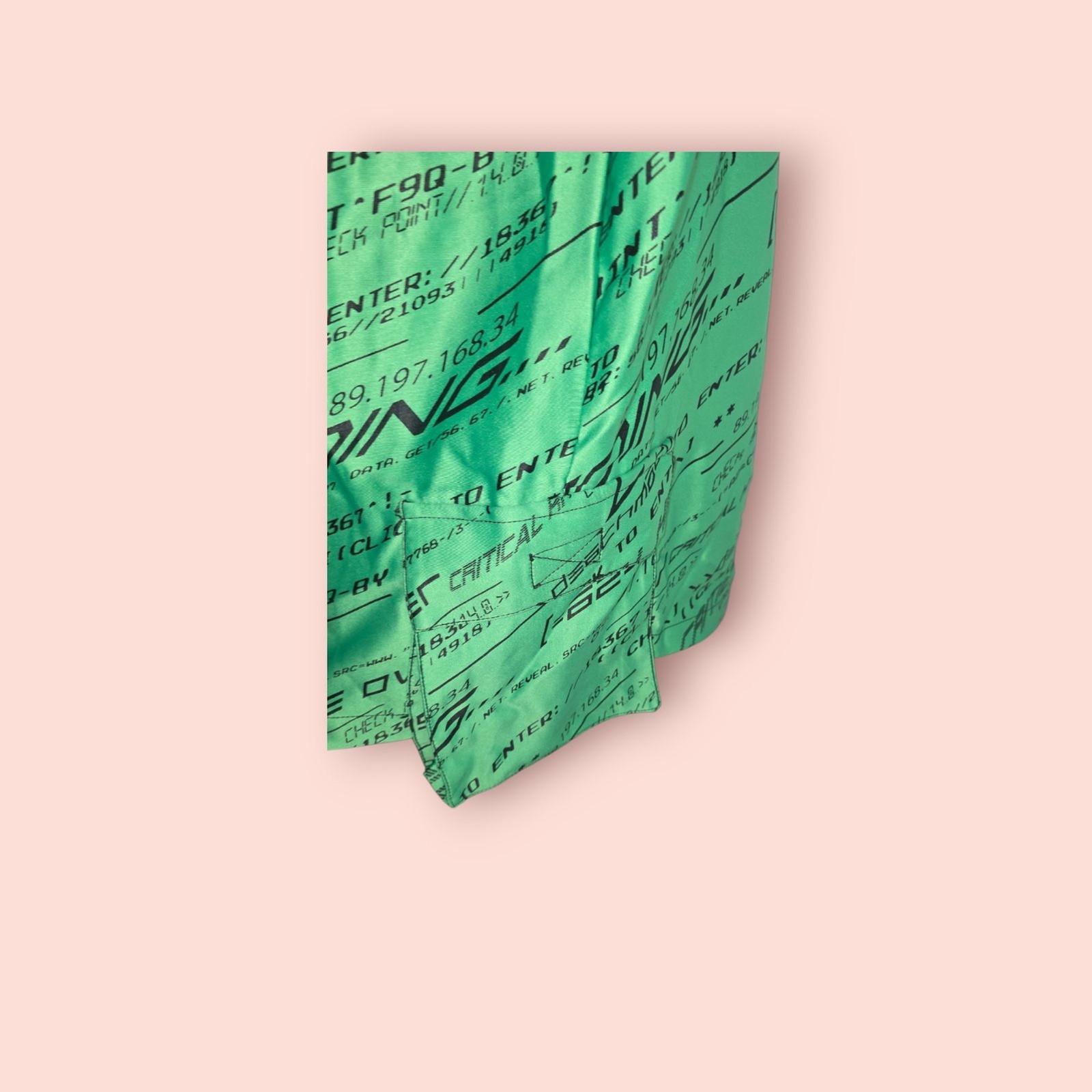 COLLUSION Green Satin Square Neck Mini Dress Digital Text Print Mini Party Dress
