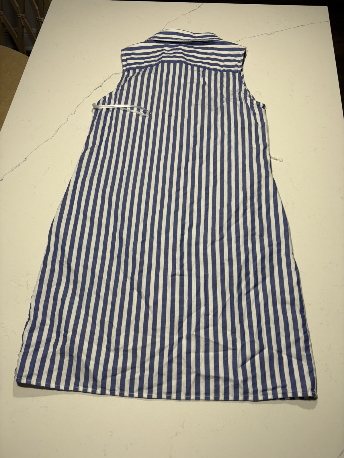 Tommy Hilfiger Striped Sleeveless Shirt Dress Blue White Button Front Size 8