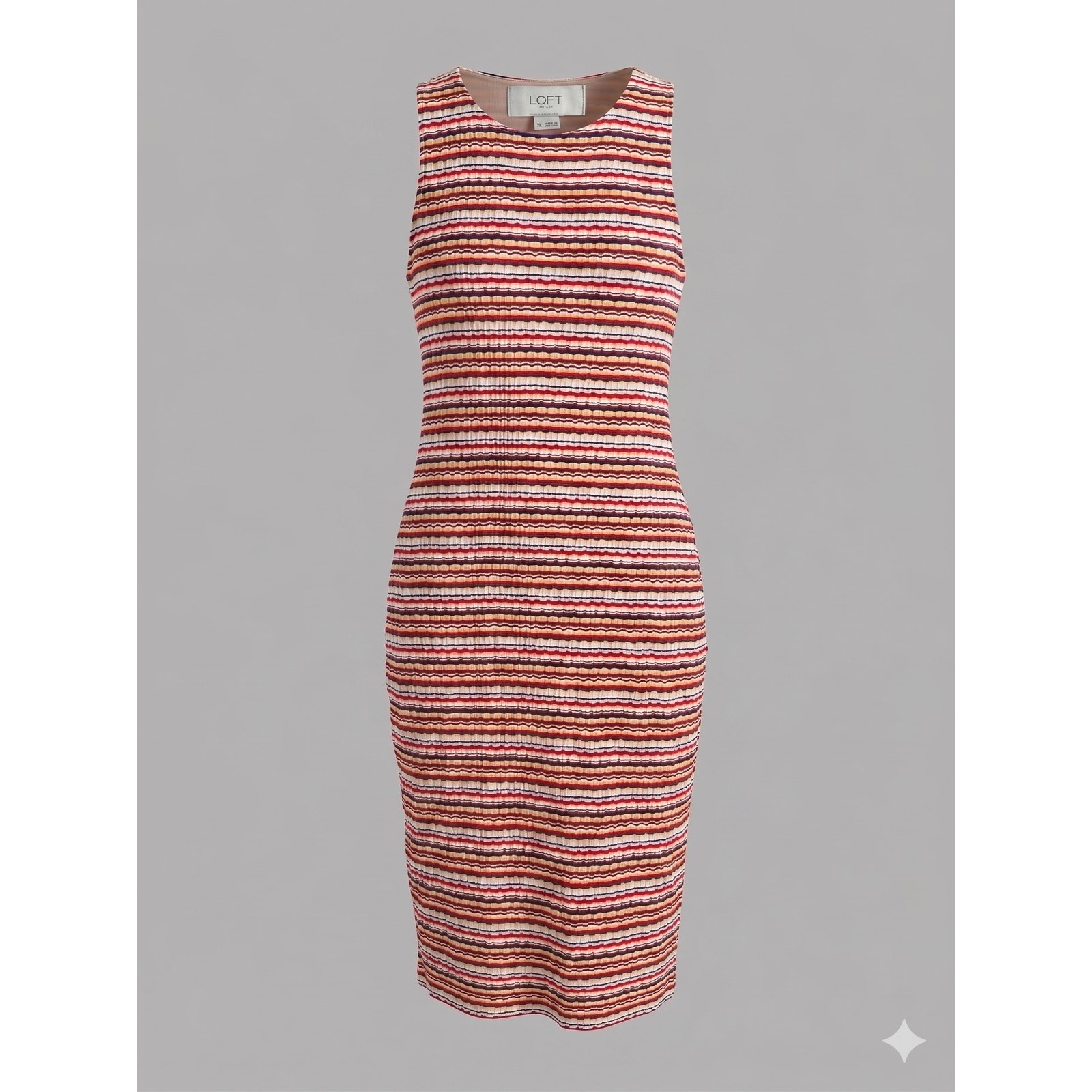 LOFT Outlet Womens XL Boho Retro Modern Coastal Staple Ribbed Slit Midi Dress