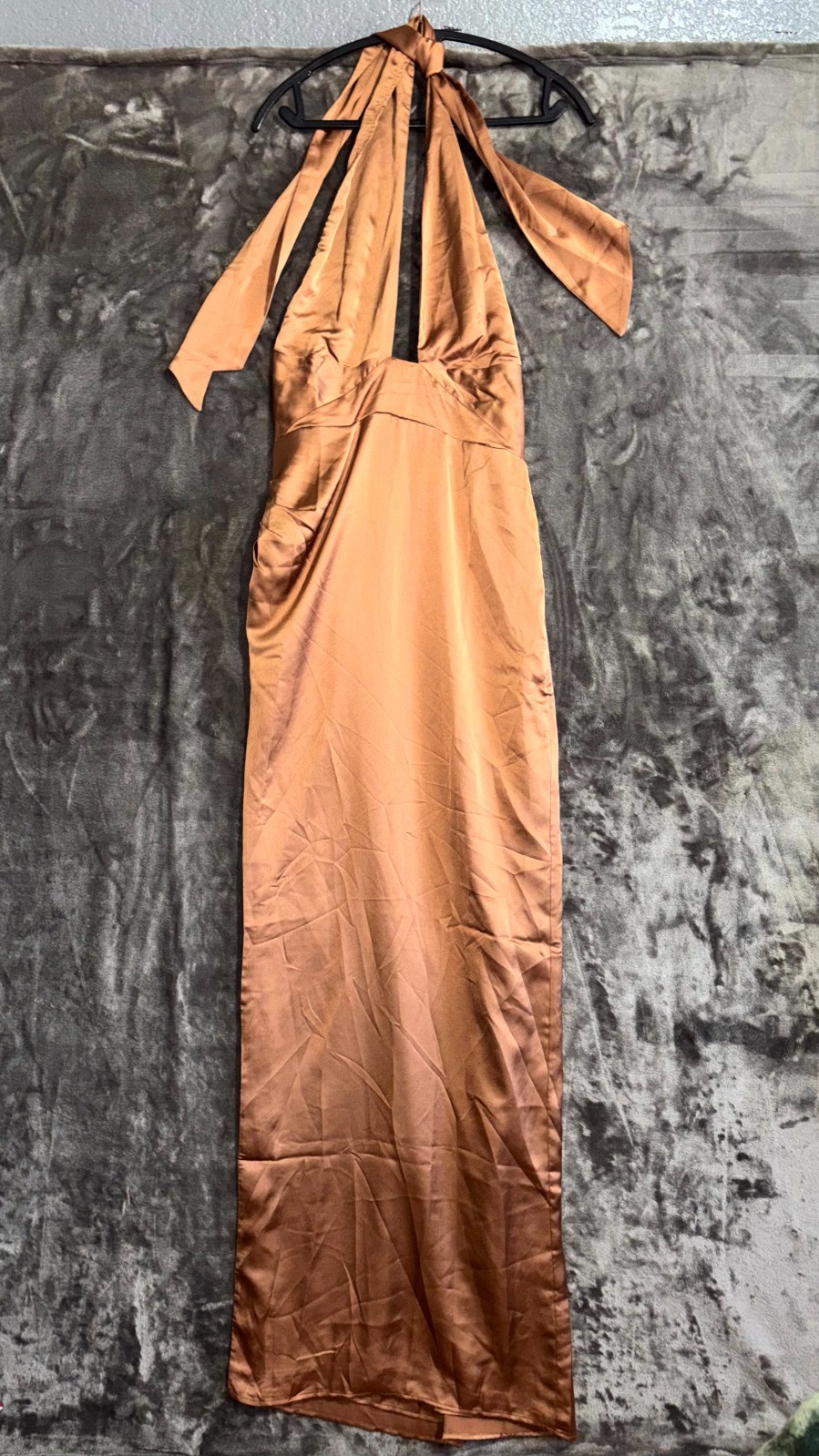 Show Me Your Mumu Adele Halter Maxi Dress Copper Satin Bridesmaid Large