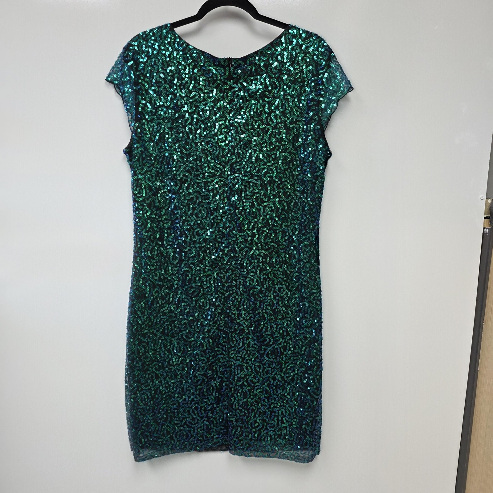 PrettyGuide Dress Womens XL Green Sequin Sheath Mini Short Sleeve Cocktail Party