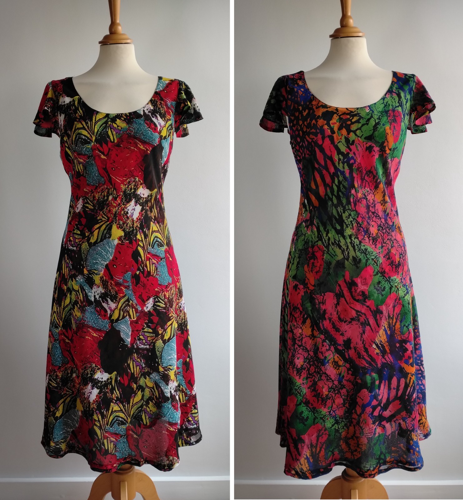 Reversible summer dress size 14 holiday casual red green blue pink
