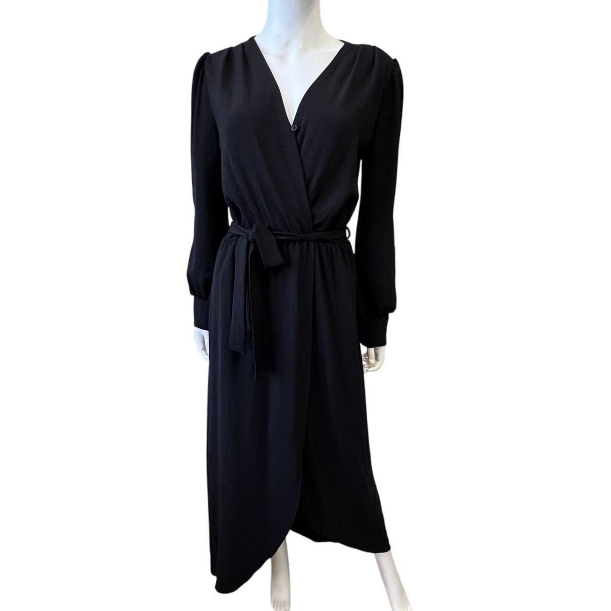 New FRAICHE BY J Women’s Black Wrap Front Long Sleeve Dress Size M