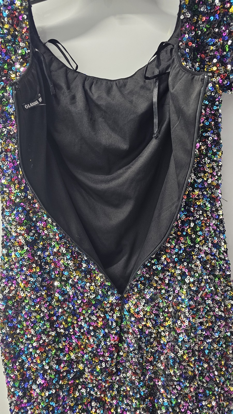 Gianni Bini Off the Shoulder Rainbow Sequin Confetti Dress Size 6