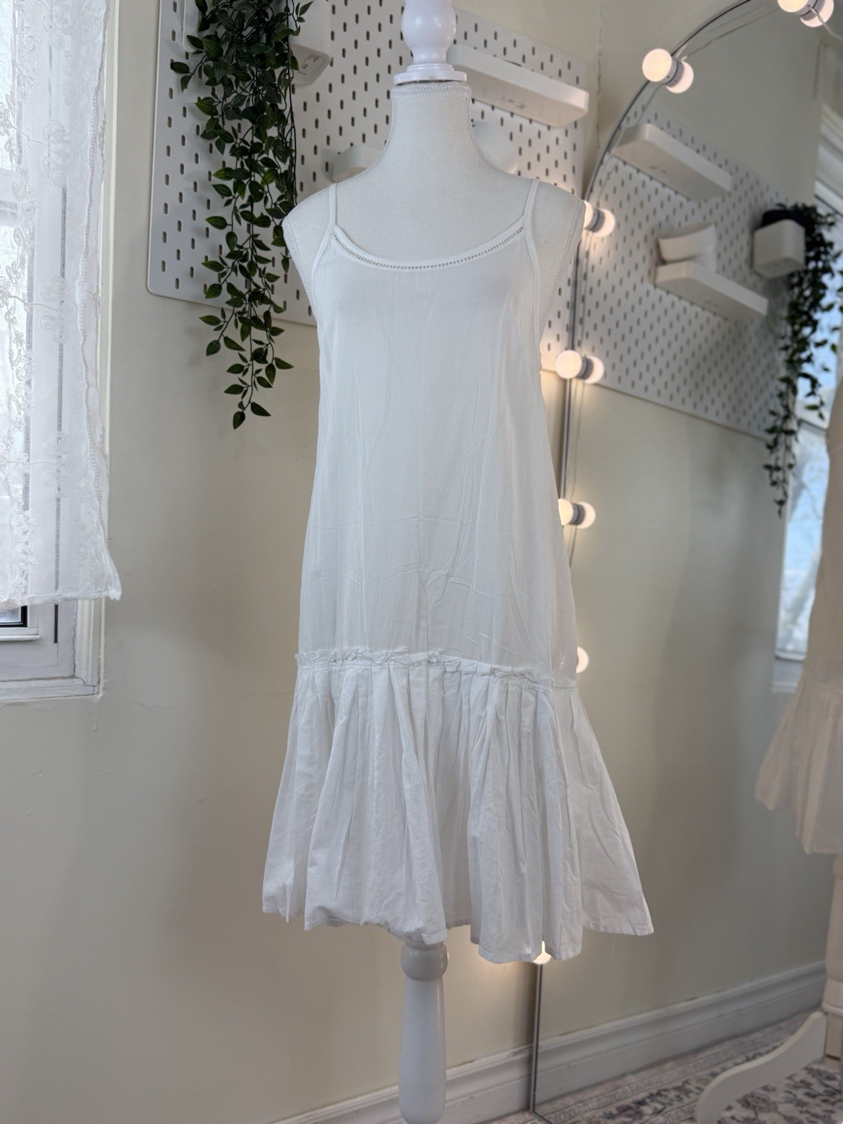 100% Cotton Slip Dress Adjustable Strap Midi Dress Minimalist Cotton Summer