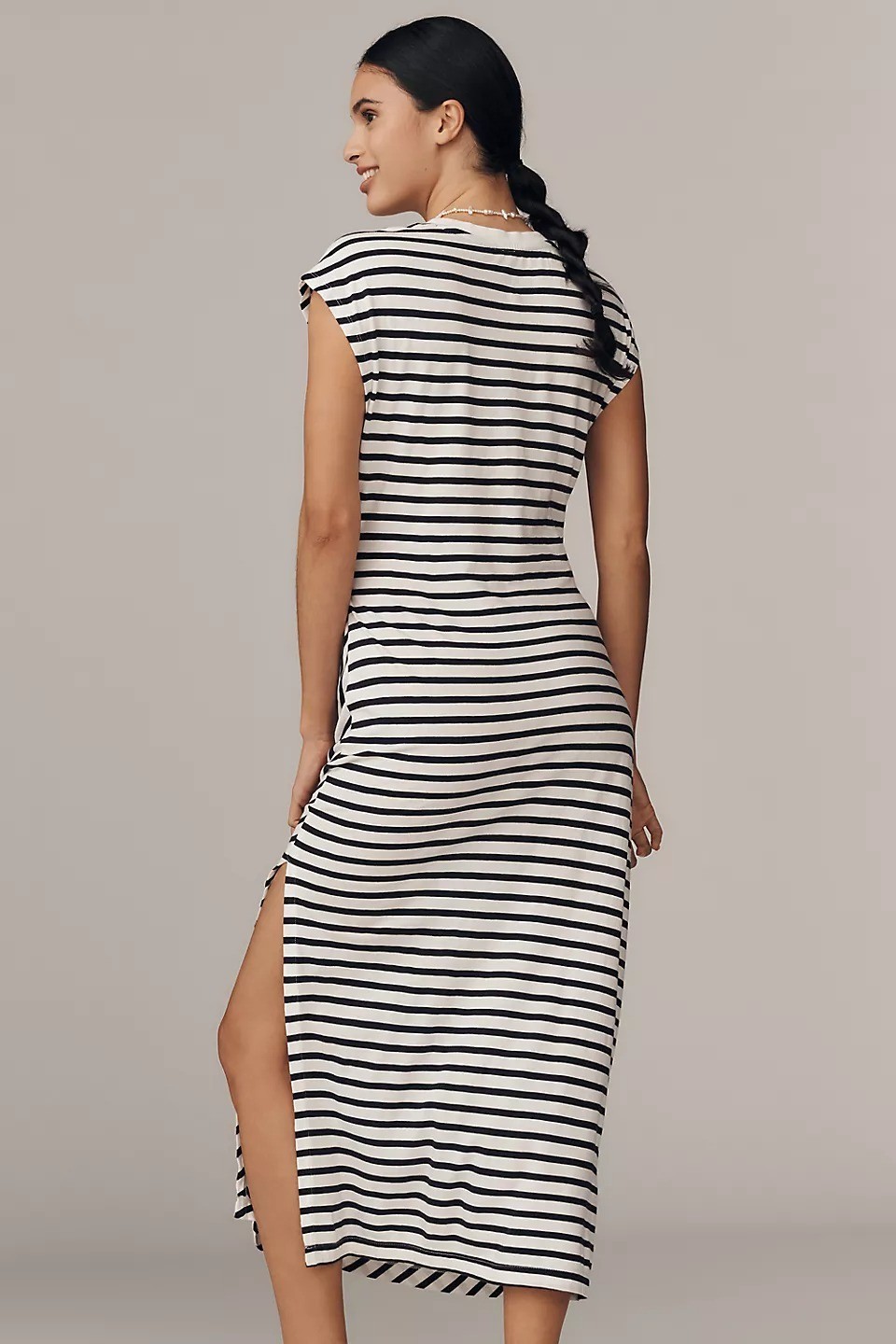 By Anthropologie Daily Practice Tiebreaker Muscle-Sleeve Midi Dress S New 281530
